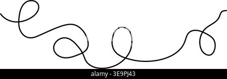 Curvy continuous squiggly line with playful loops and twists, perfect as a minimalist decorative divider or underline in modern graphic design.Vector Stock Vector