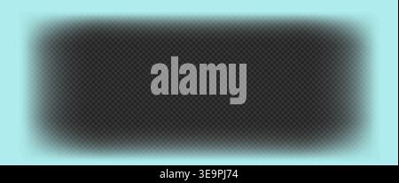 Ice blue vignette with soft cyan glow on dark background. Clean radiant light spot and blurred frame for winter atmosphere and professional medical or Stock Vector