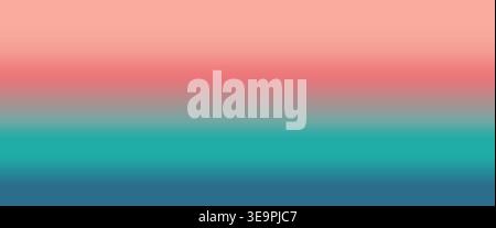 Soft background with horizontal transition from pastel pink to turquoise and deep blue.Minimalist abstract gradient creates calm sunset atmosphere for Stock Vector