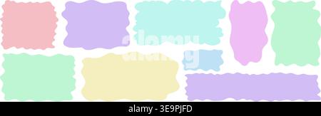 Organic pastel rough edge rectangles in lilac, blue, mint and yellow. Gentle color block collection with large organic shapes for soft branding, socia Stock Vector