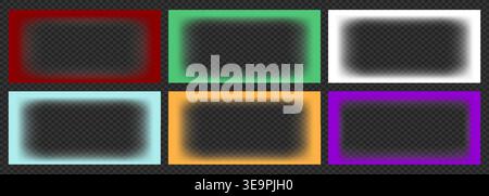 Nostalgic cinematic vignette bundle radiant colorful light leaks soft frames professional set film glow for creative photo editing atmospheric graphic Stock Vector