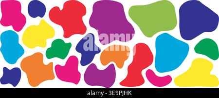 Set of big colorful abstract blob shapes in bright rainbow tones. Playful  collection for kids projects, fun branding, stickers, posters and bold cont Stock Vector