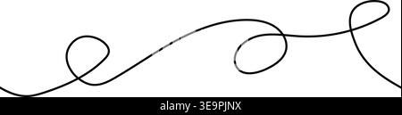 Simple hand drawn brush stroke or cable element for minimalist design and tech branding and creative concepts. A continuous loopy.Vector illustration Stock Vector