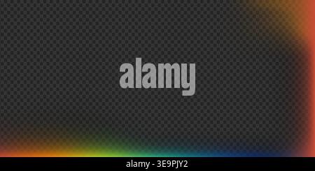 Unique light leak featuring a spectrum of colors including blue, green, and orange. Simulates realistic prism lens reflections and creative chromatic Stock Vector
