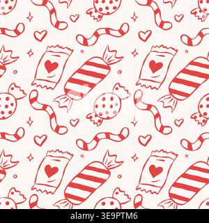 Red seamless pattern with candies Stock Vector