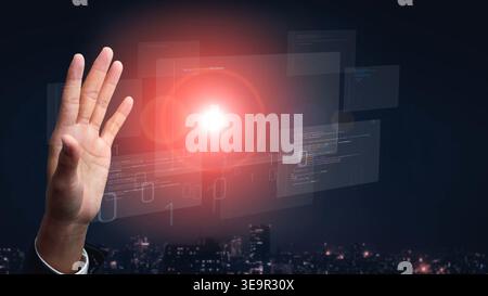 AI accelerates software development through intelligent coding, automation, and debugging support. Software systems become more efficient with AI Stock Photo