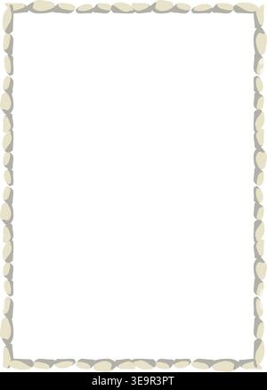 Stone Frame Rocks Border. Empty Cartoon Frame Made Of Small Stones. Hand drawn vector illustration Stock Vector