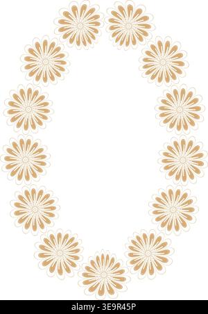 Wreath frame with flower elements. Trendy graphic template. Cute empty frame box Stock Vector