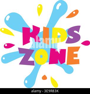 Kids zone badge vector with splash design icon Stock Vector
