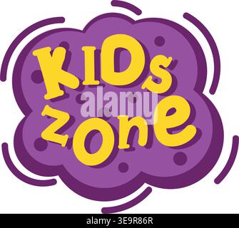 Kids zone badge vector icon cartoon logo Stock Vector