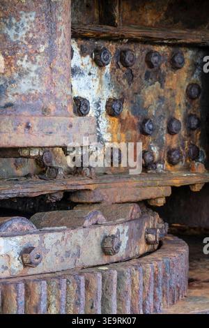 Old, abandoned and rusted equipment on Orkney mainland including WW2 submarine netting Stock Photo