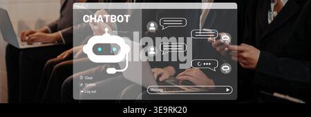 AI chatbot system automates communication, enhances customer interaction, and provides instant responses for improved user experience and digital Stock Photo