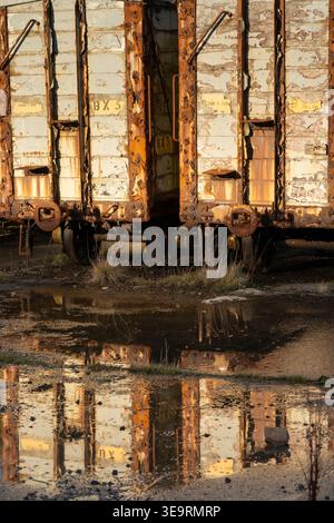 Old, abandoned and rusted equipment on Orkney mainland including WW2 submarine netting Stock Photo