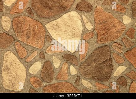 Linoleum with textured pattern, backdrop. PVC flooring with pattern that imitates stonework. Surface with imitation of scattered stones on a gray back Stock Photo