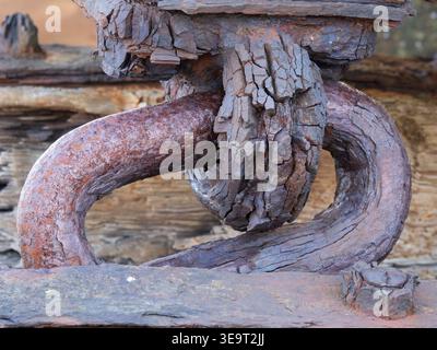 Old, abandoned and rusted equipment on Orkney mainland including WW2 submarine netting Stock Photo