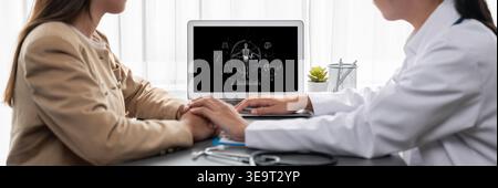 Medical science technology and futuristic healthcare virtual computer software analyze human health and diagnose disease for doctor data and medical Stock Photo