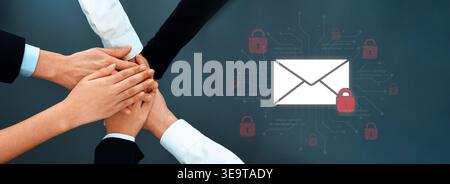 Concept of email security and cybersecurity for confidential communication. Message encryption ensures data privacy and protection from unauthorized Stock Photo