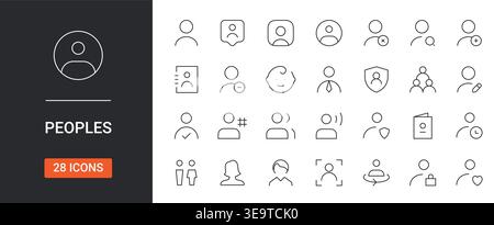 People Icons Set Editable Stroke Line Vector Illustration. Stock Vector