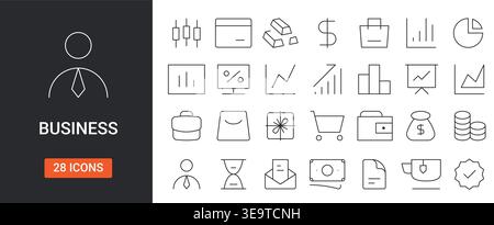 Business Finance Icon Set Editable Stroke Line Vector Illustration. Stock Vector