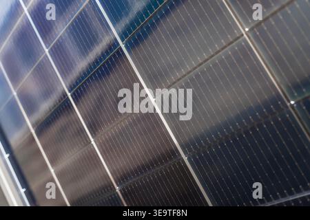 Professional texture of solar energy panel silicon cells for green power infrastructure and renewable technology development Stock Photo