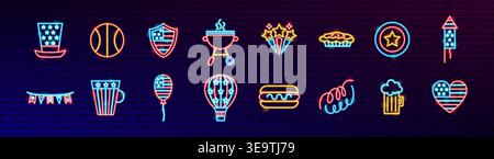 USA Travel Neon Objects Stock Vector
