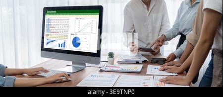 Spreadsheet document information financial startup concept. data and graphs in spreadsheet documents for online analysis project dashboard accounting Stock Photo