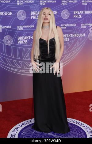 Ava Max attends the 12th Breakthrough Prize Ceremony at Barker Hangar ...