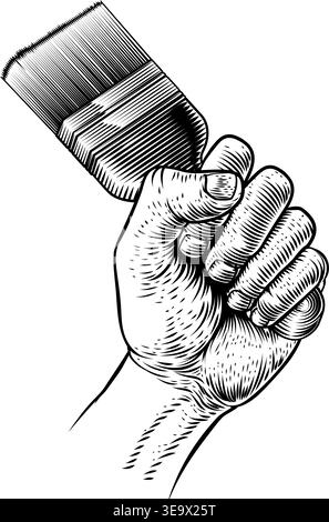 Painter Decorator Fist Holding Paintbrush Brush Stock Vector
