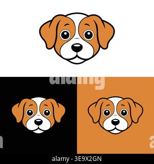 Cute Dog Puppy Vector face Logo Cartoon Dog Puppy Mascot Puppy Sticker Illustration Stock Vector