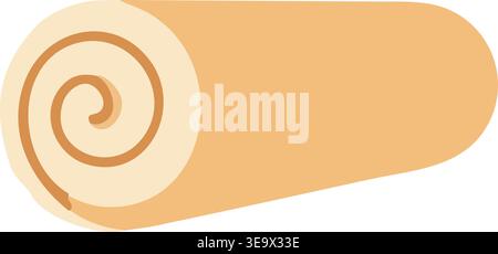 Simple illustration of a rolled beige towel with a visible spiral end and soft rounded shape. Stock Vector