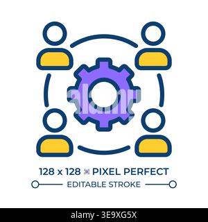 Coordination pixel perfect line color icon Stock Vector