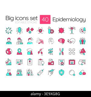 Epidemiology line color icons set Stock Vector
