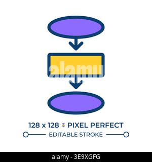 Process flowchart pixel perfect line color icon Stock Vector