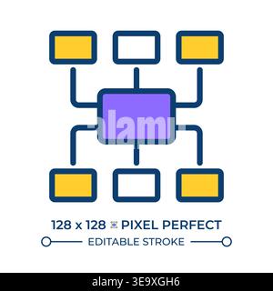 Mind map pixel perfect line color icon Stock Vector