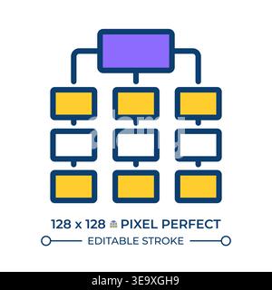 Multi level hierarchy pixel perfect line color icon Stock Vector