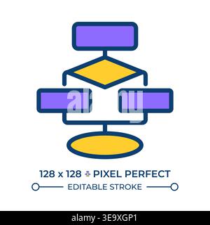 Flowchart pixel perfect line color icon Stock Vector