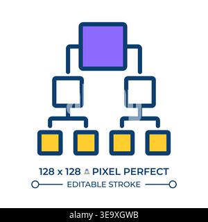 Binary tree pixel perfect line color icon Stock Vector