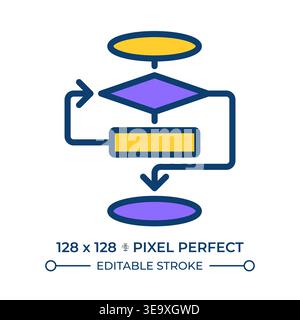 Decision flowcharts pixel perfect line color icon Stock Vector
