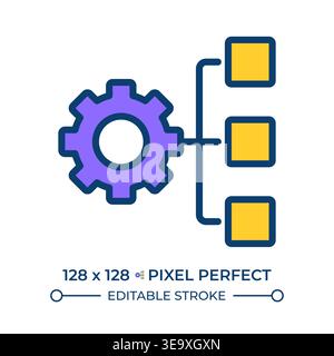 Workflow structure pixel perfect line color icon Stock Vector