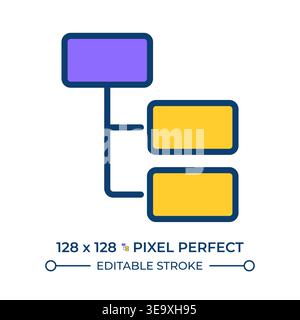 Tree structure pixel perfect line color icon Stock Vector