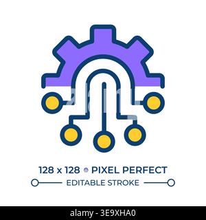 System automation pixel perfect line color icon Stock Vector