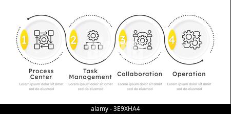 Process automation tools round linear infographic 4 steps Stock Vector