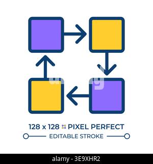 Sequential process pixel perfect line color icon Stock Vector