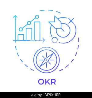 OKR blue gradient concept icon Stock Vector