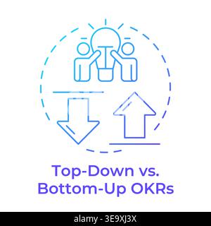 Top down versus bottom up okrs blue gradient concept icon Stock Vector
