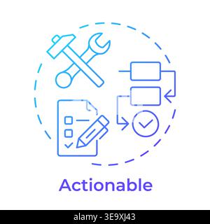 Actionable blue gradient concept icon Stock Vector