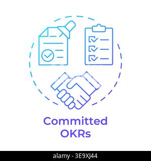 Committed okrs blue gradient concept icon Stock Vector