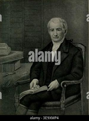 Rev. Thomas Robbins (fl. 18th–19th century) was a key figure in the LeBaron family history, noted for his connection to Francis Le Baron, an early Plymouth settler. The archival image, cropped from page 65 of *Descendants of Francis Le Baron*, includes Robbins' entry in the family’s genealogy. Stock Photo