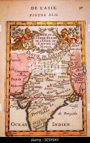 Map of the Mughal Empire in India, 1700, old vintage maps Stock Photo ...