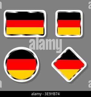 Illustration on theme set beautiful symbols for colorful state flag Germany, logo state flag Germany consisting of flat design with colored elements, Stock Vector